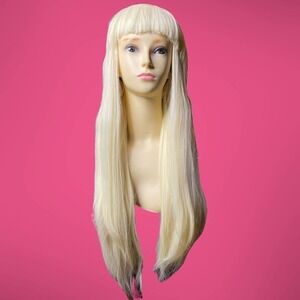 Wig Women’s Synthetic Lace Platinum Blonde Long Bangs Straight